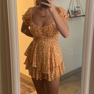 Selfie Leslie orange floral romper